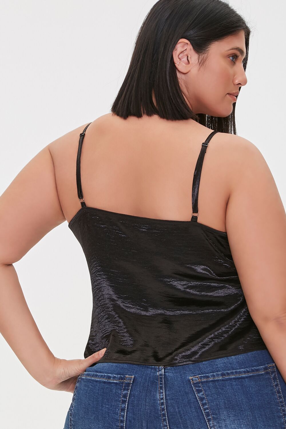 Plus Size Satin Flounce Cami