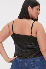 Plus Size Satin Flounce Cami