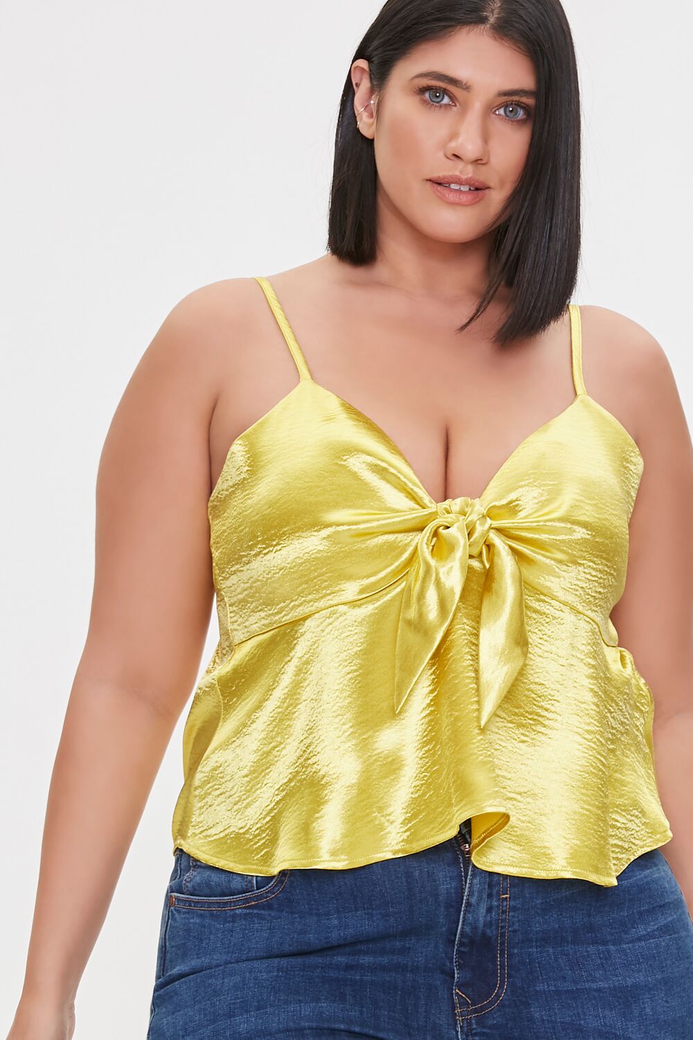 Plus Size Satin Flounce Cami