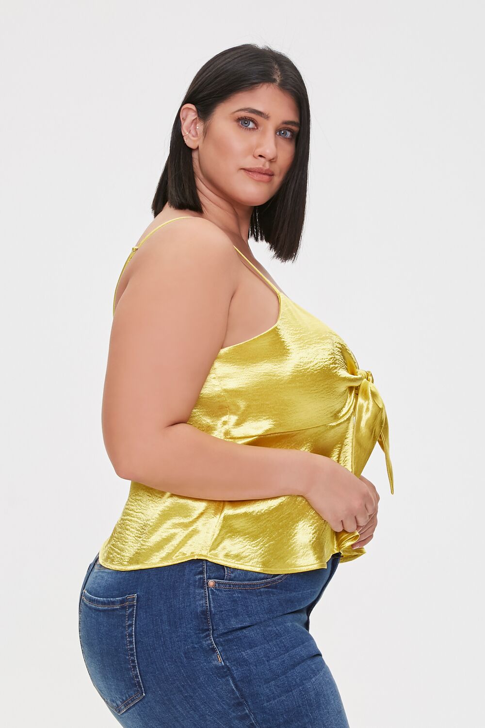 Plus Size Satin Flounce Cami