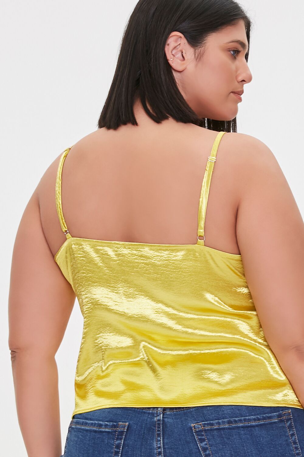 Plus Size Satin Flounce Cami