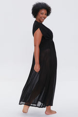 Plus Size Sheer Mesh Swim Cover-Up Dress