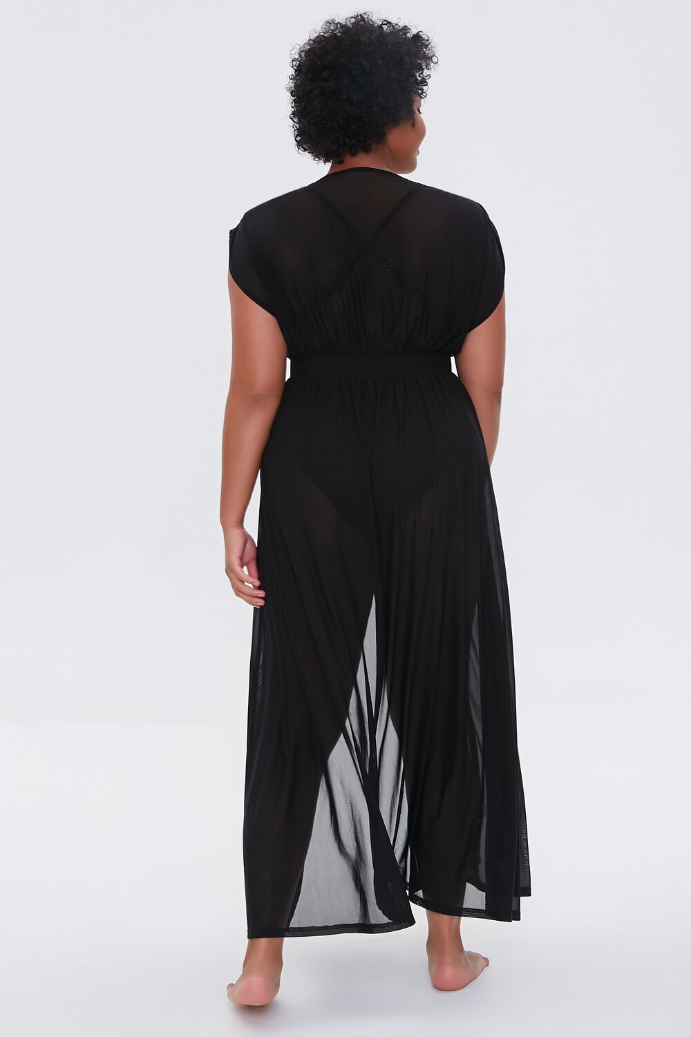 Plus Size Sheer Mesh Swim Cover-Up Dress