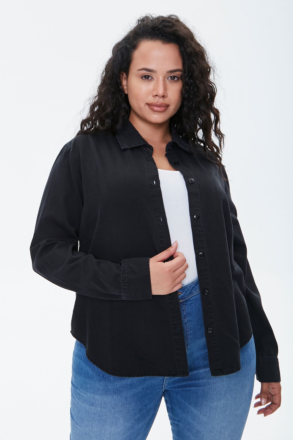 Plus Size Cotton Curved Shirt