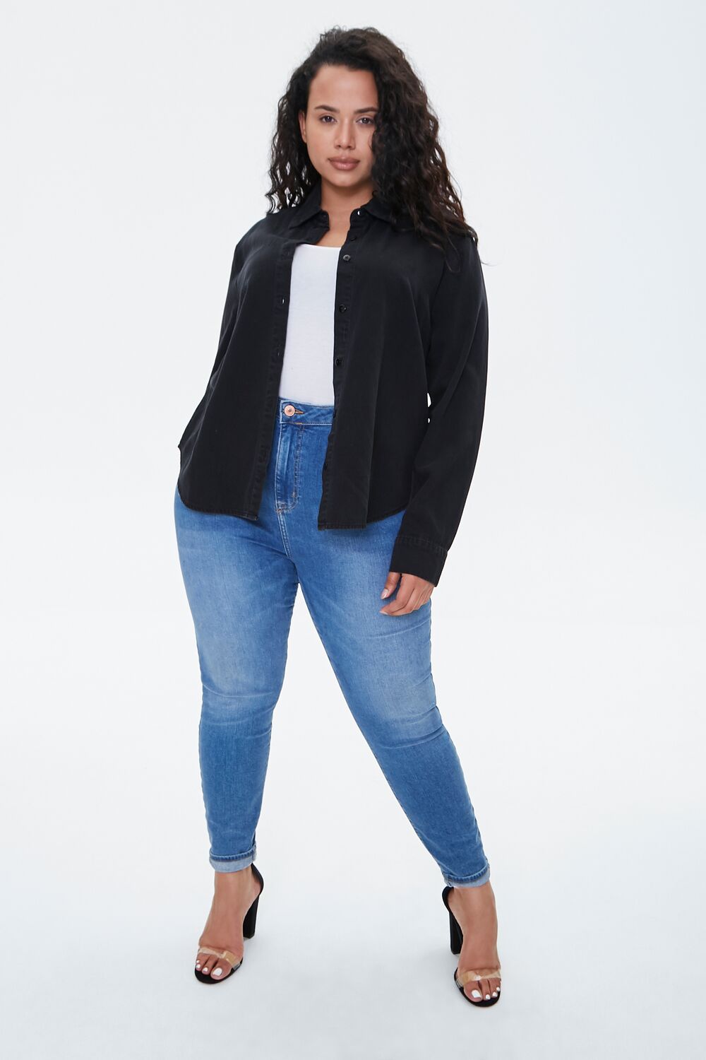 Plus Size Cotton Curved Shirt