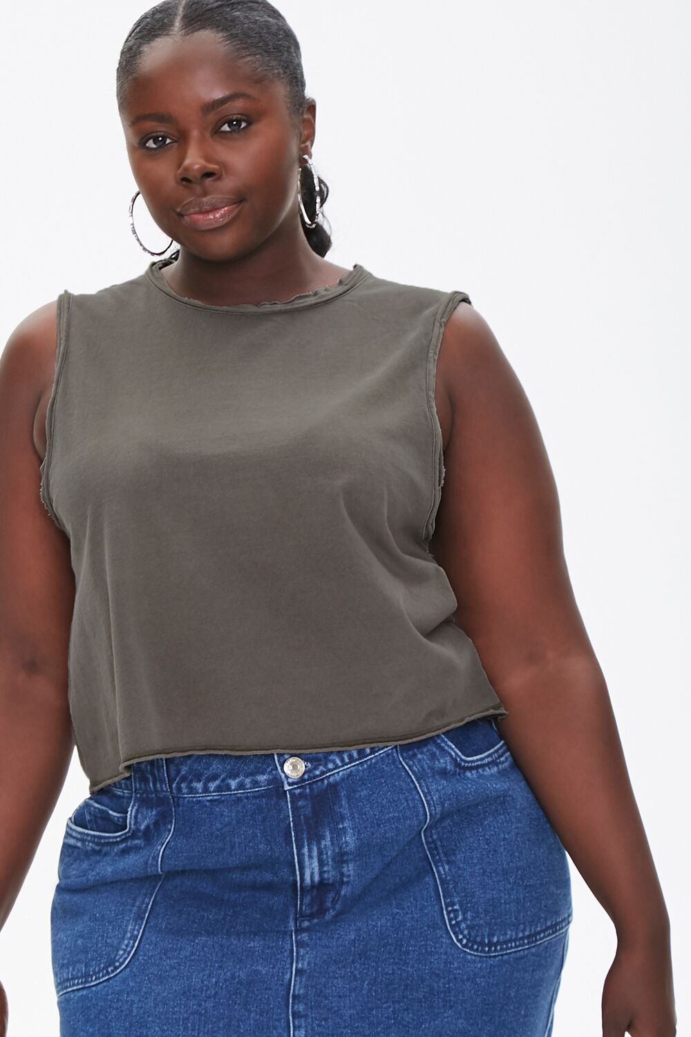 Plus Size Raw-Cut Muscle Tee