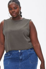 Plus Size Raw-Cut Muscle Tee
