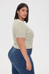 Plus Size Striped Surplice Crop Top