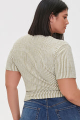 Plus Size Striped Surplice Crop Top