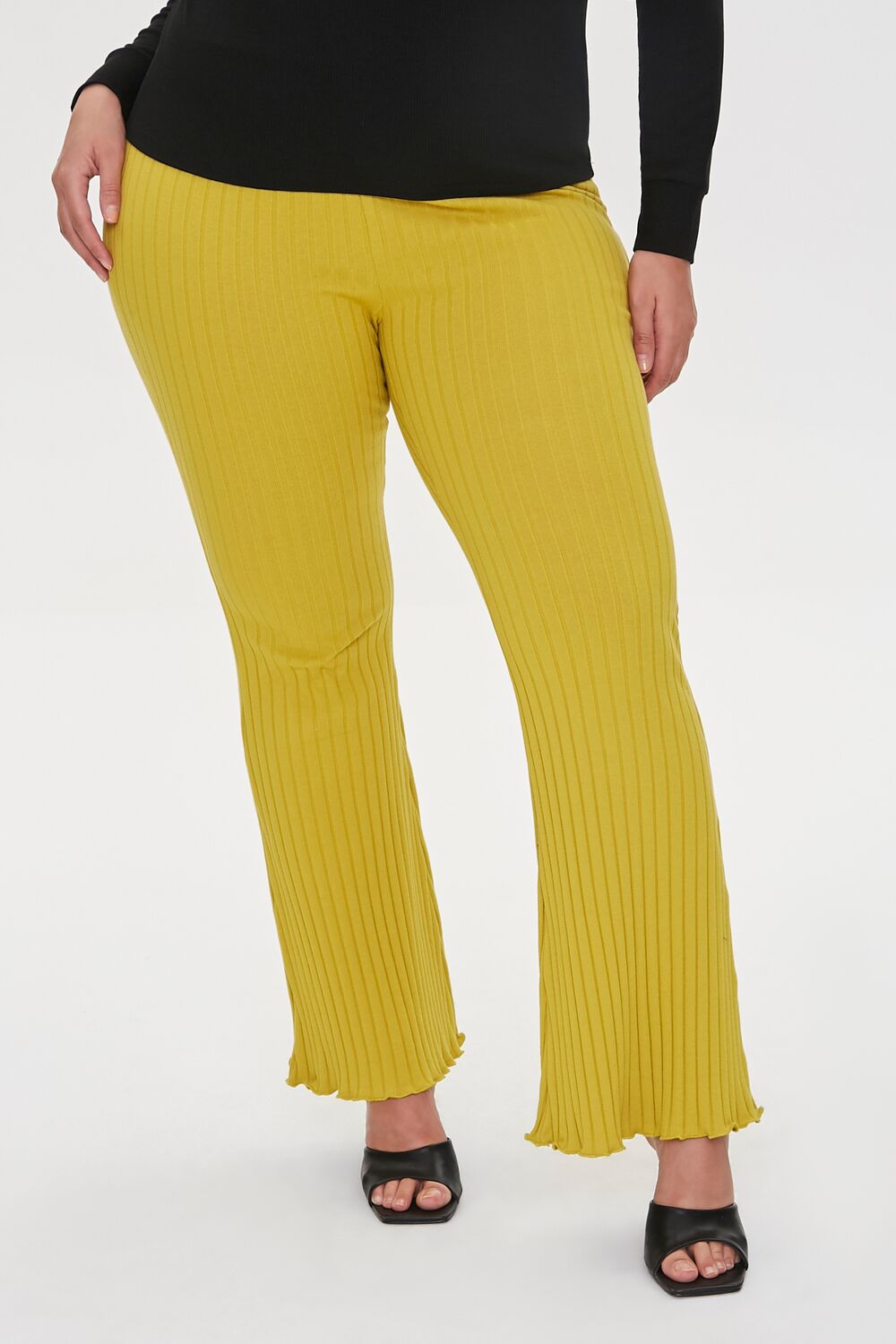 Plus Size Ribbed Flare Pants