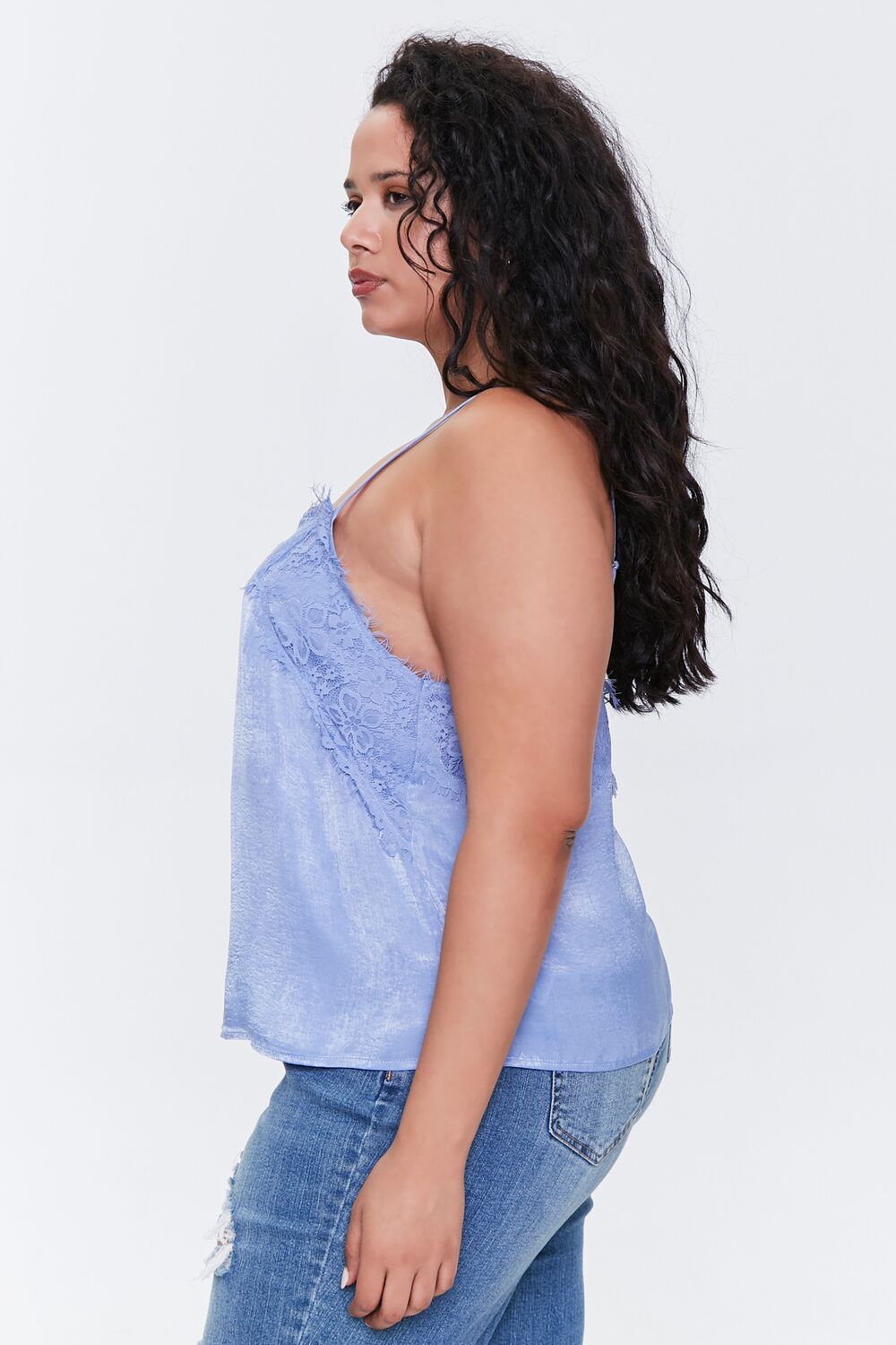 Plus Size Satin Lace-Trim Cami