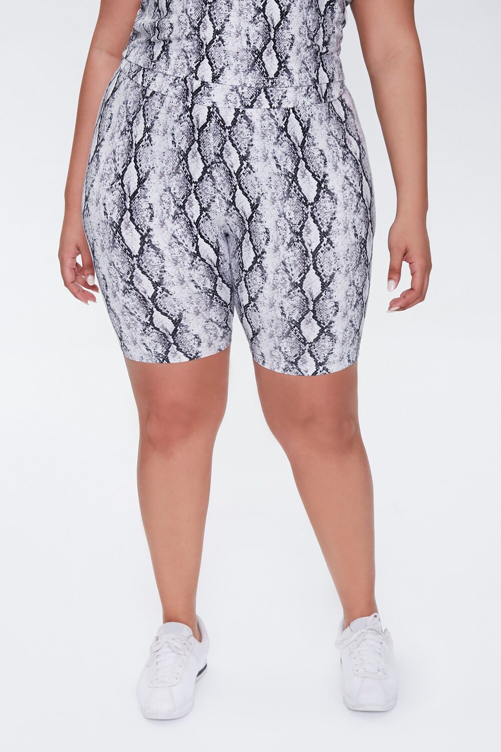 Plus Size Snake Print Biker Shorts