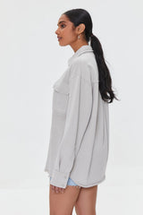 French Terry Dolphin-Hem Shacket