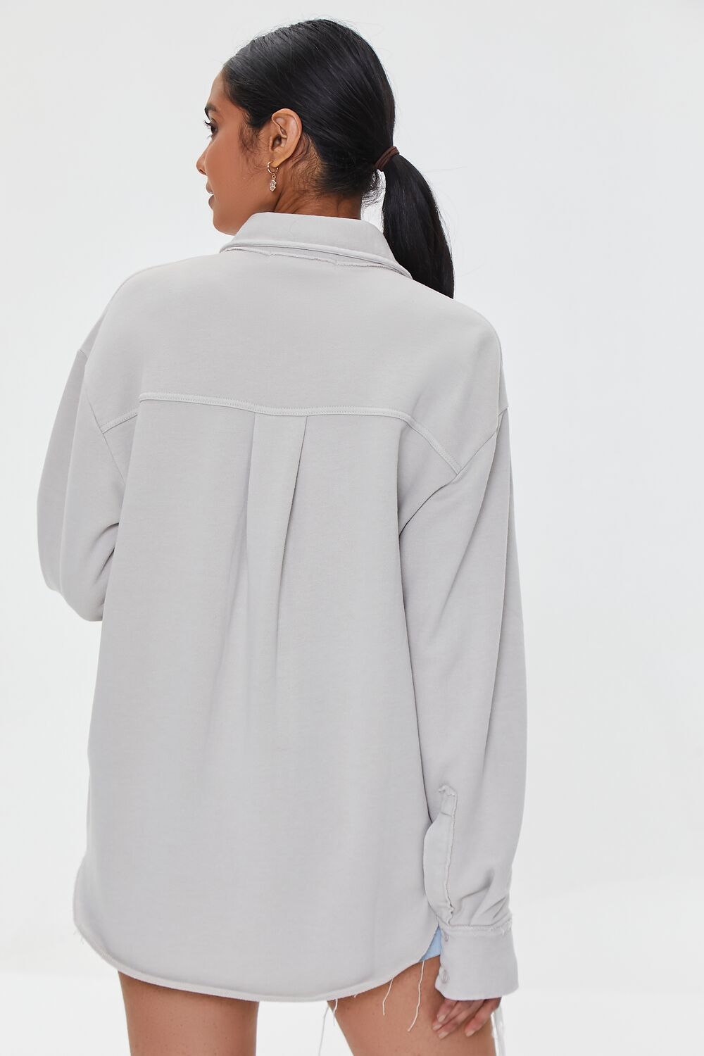 French Terry Dolphin-Hem Shacket