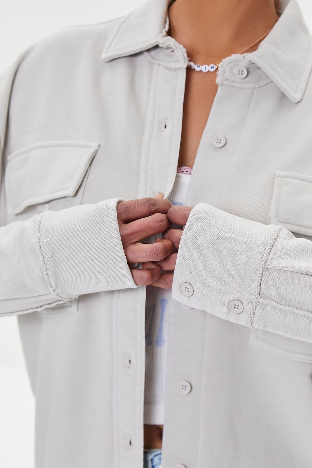 French Terry Dolphin-Hem Shacket