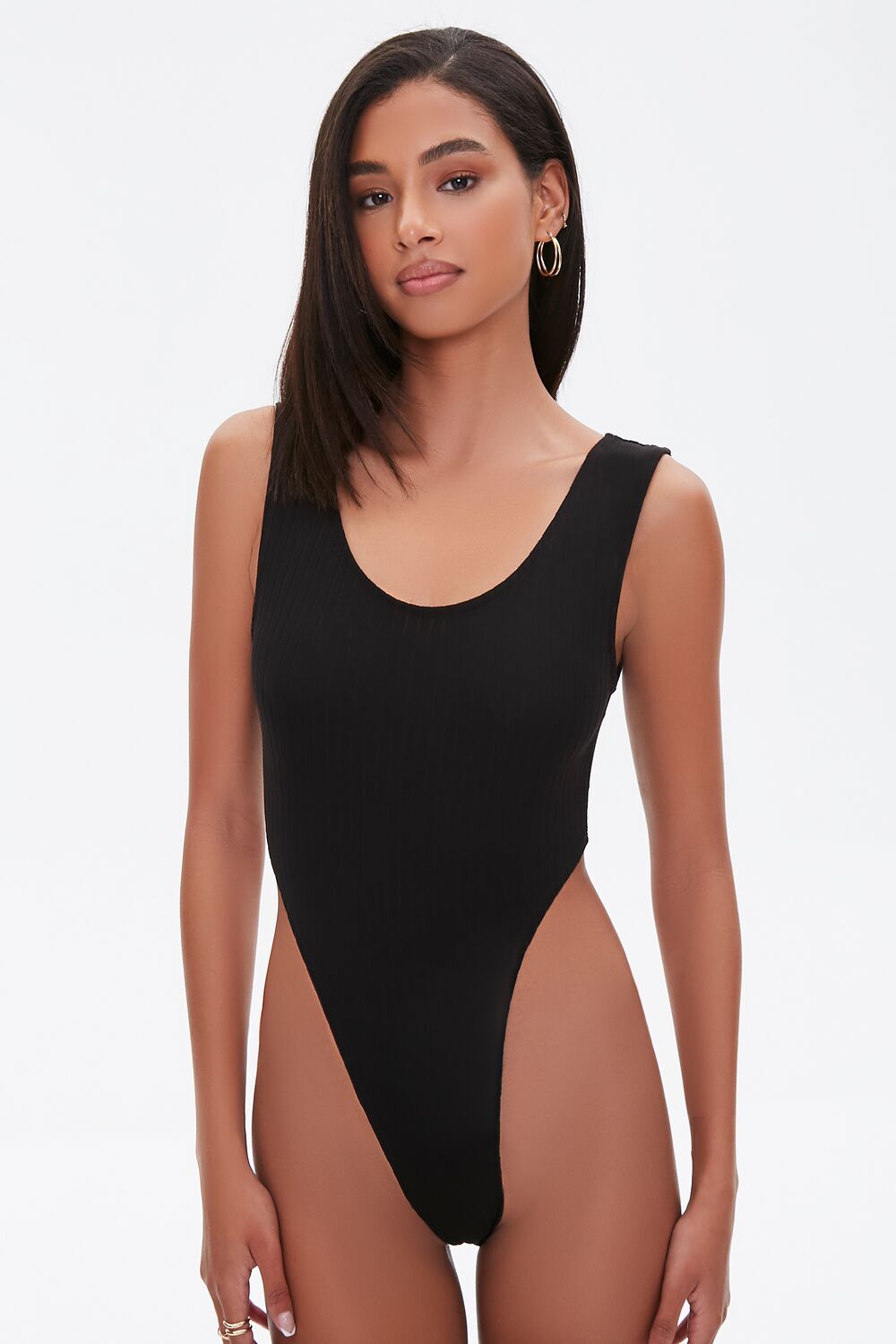 Ribbed High-Leg Tank Bodysuit