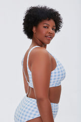 Plus Size Gingham Bralette Bikini Top