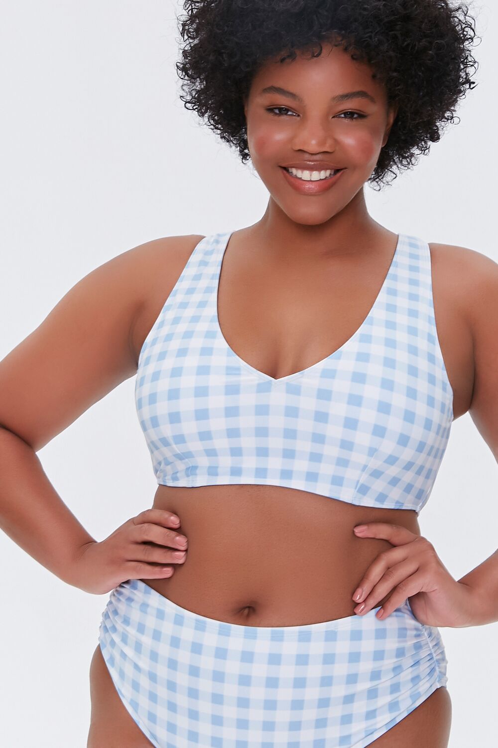 Plus Size Gingham Bralette Bikini Top