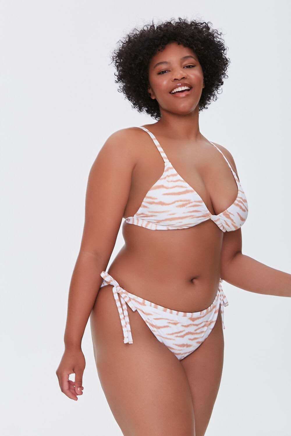 Plus Size Tiger Print String Bikini Bottoms