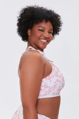 Plus Size Floral Print Self-Tie Bikini Top