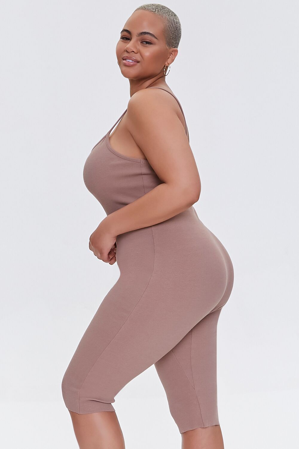 Plus Size Ribbed Cami Romper