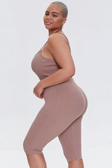 Plus Size Ribbed Cami Romper