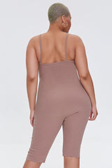 Plus Size Ribbed Cami Romper