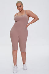 Plus Size Ribbed Cami Romper