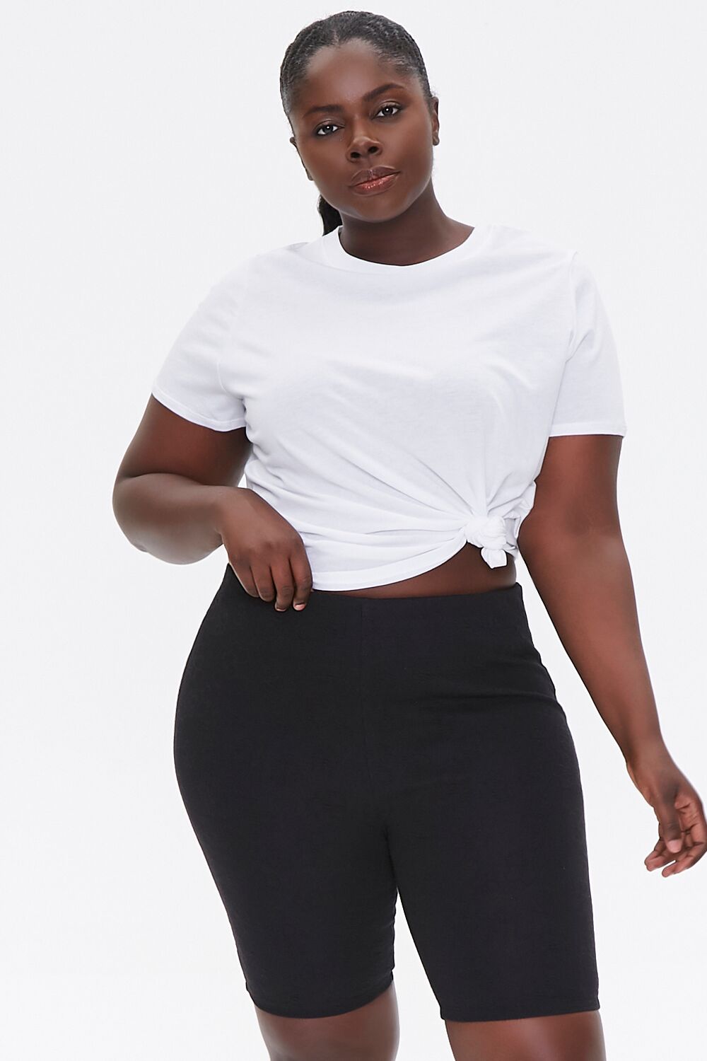 Plus Size Embossed Biker Shorts