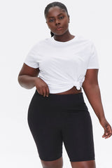 Plus Size Embossed Biker Shorts