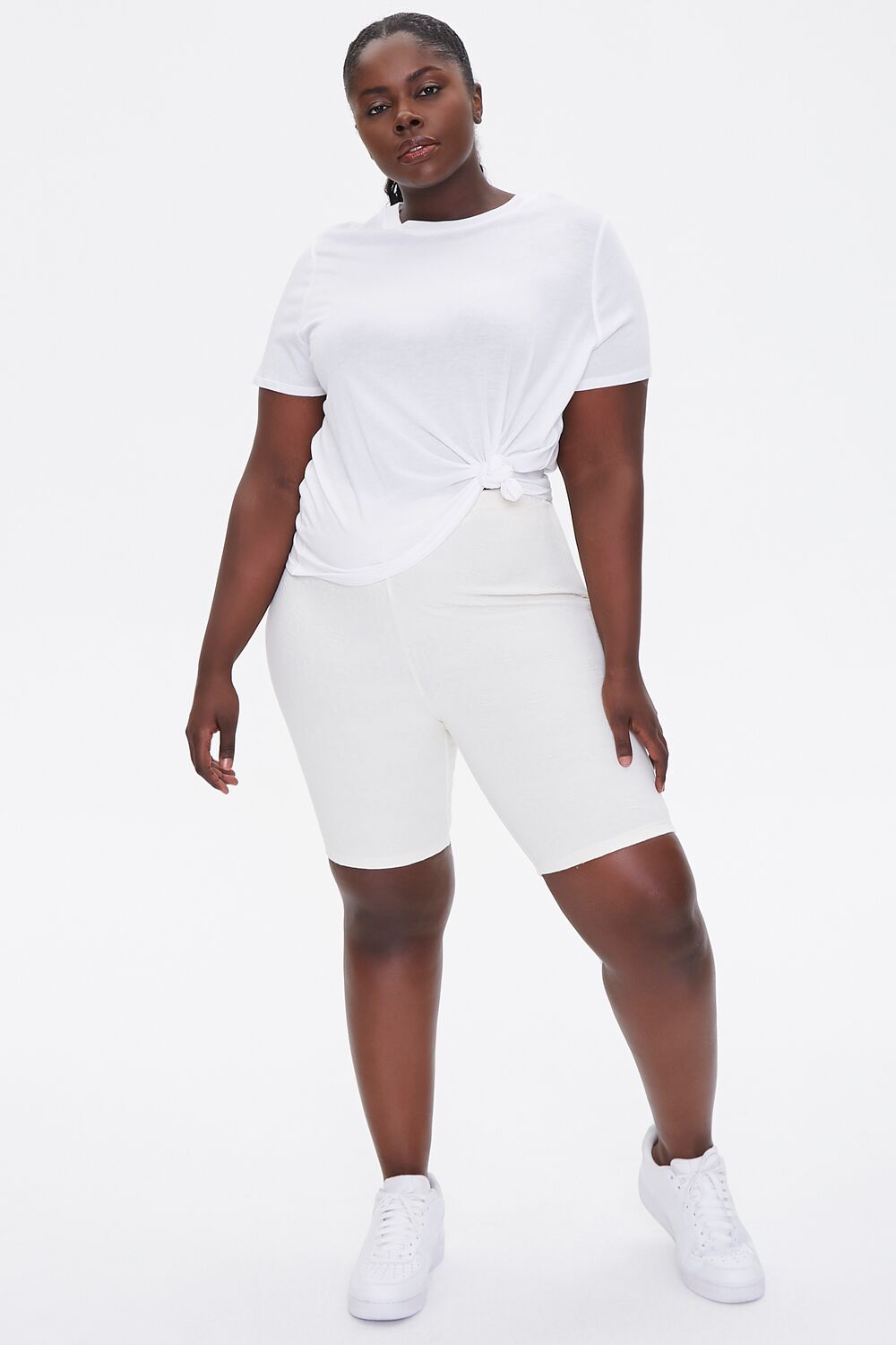 Plus Size Embossed Biker Shorts