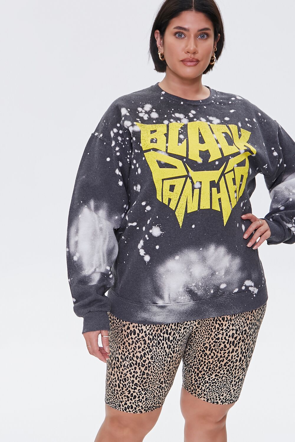 Plus Size Leopard Print Biker Shorts