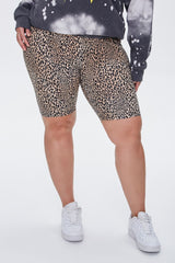 Plus Size Leopard Print Biker Shorts