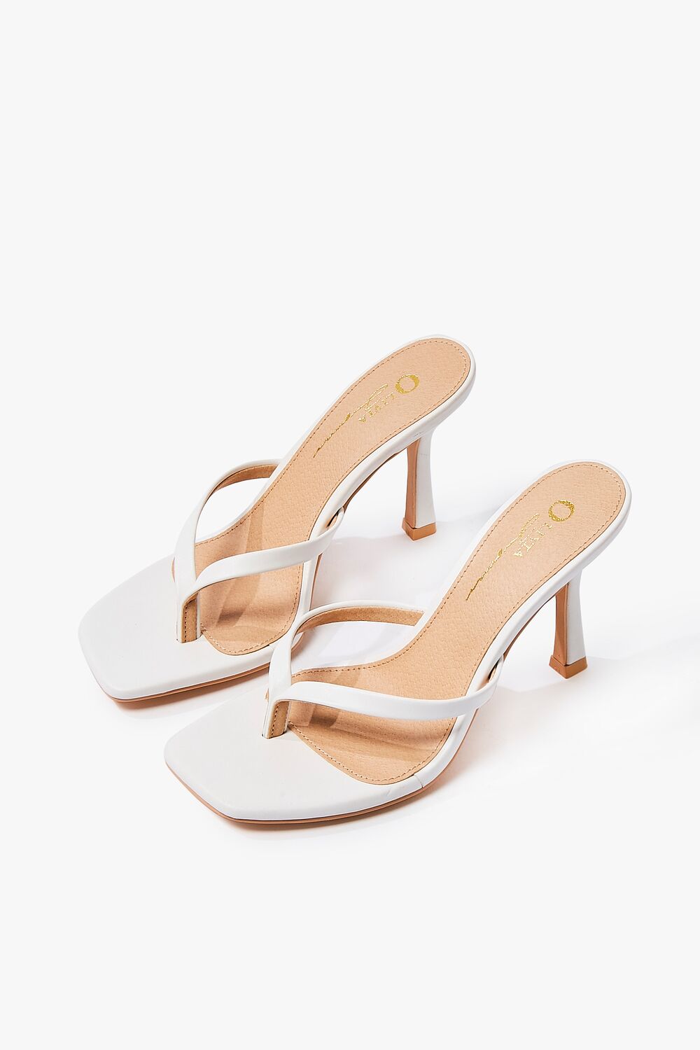 Faux Leather Thong Heels