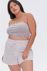 Plus Size Fleece Drawstring Shorts