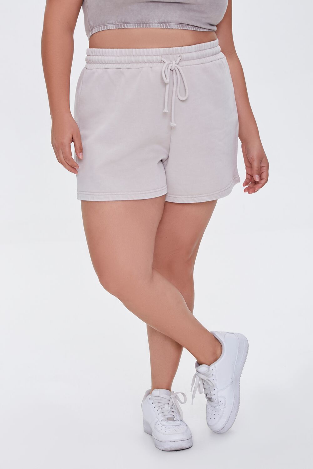 Plus Size Fleece Drawstring Shorts