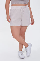 Plus Size Fleece Drawstring Shorts