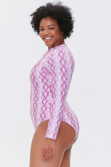 Plus Size Snakeskin Print One-Piece Swimsuit