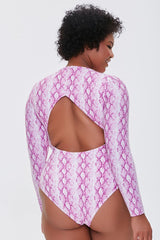 Plus Size Snakeskin Print One-Piece Swimsuit
