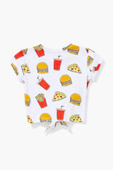 Girls Food Print Knotted Tee (Kids)