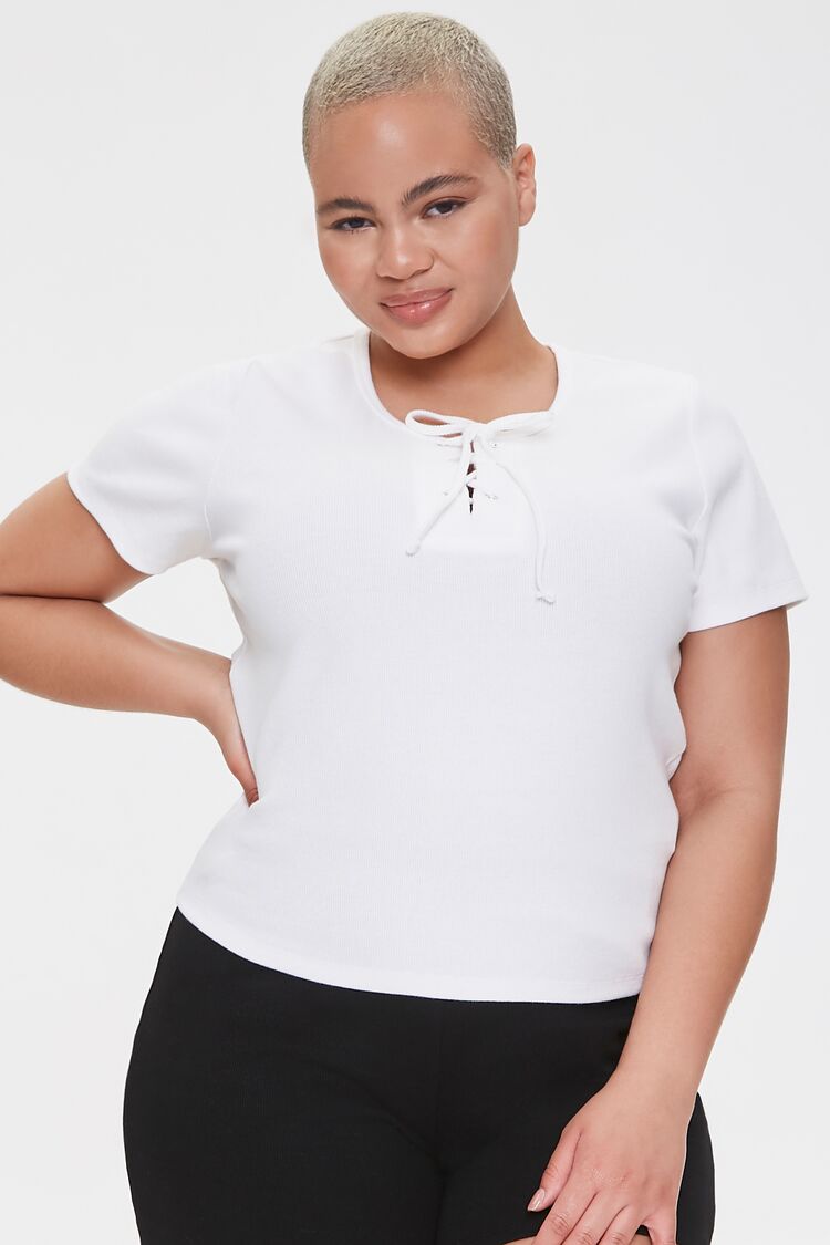 Plus Size Lace-Up Tee