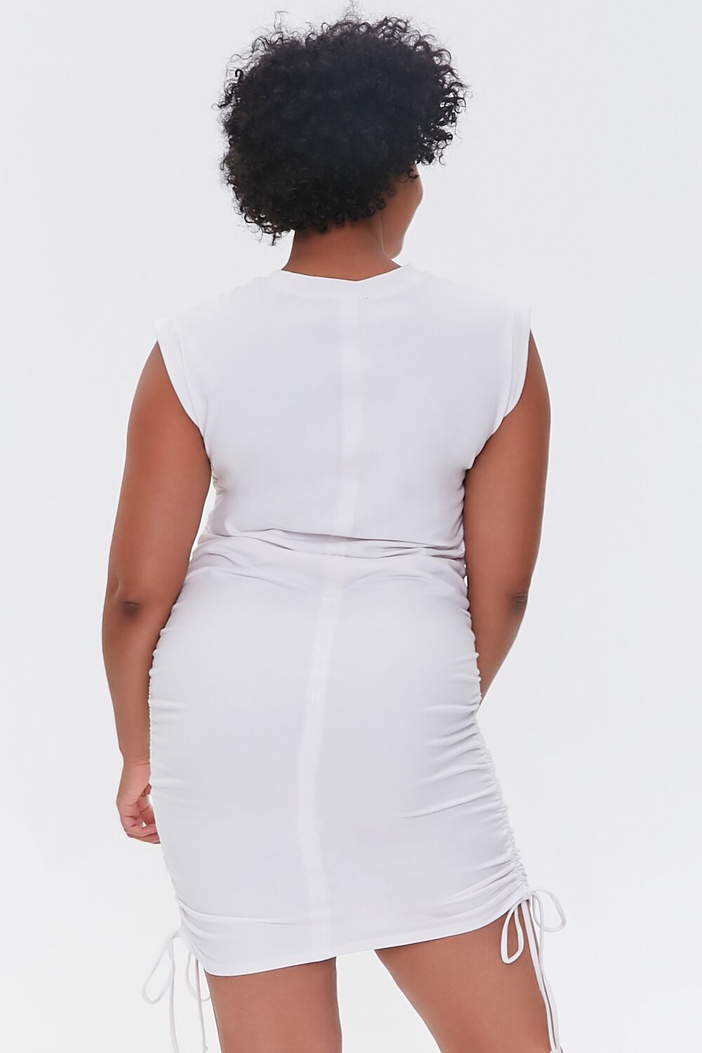 Plus Size Ruched Drawstring Mini Dress