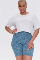Plus Size Speckled Print Biker Shorts