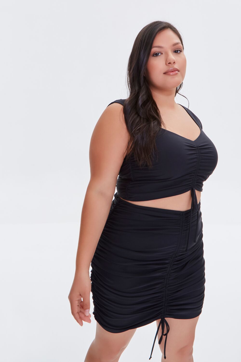 Plus Size Ruched Bodycon Mini Skirt
