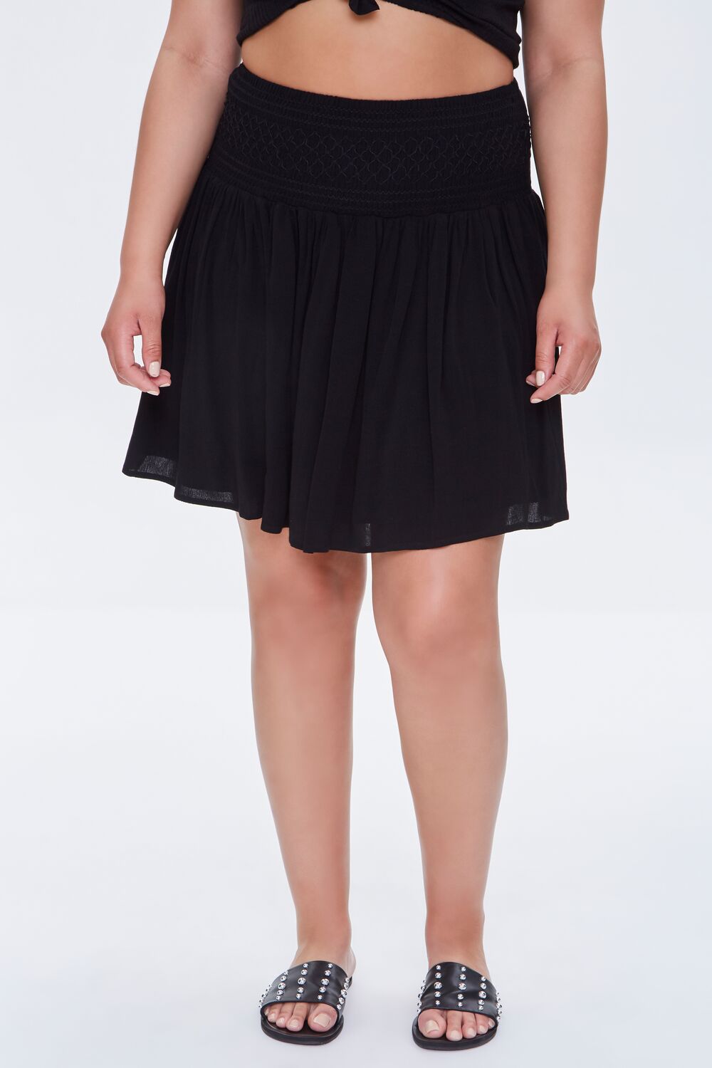 Plus Size Smocked Mini Skirt