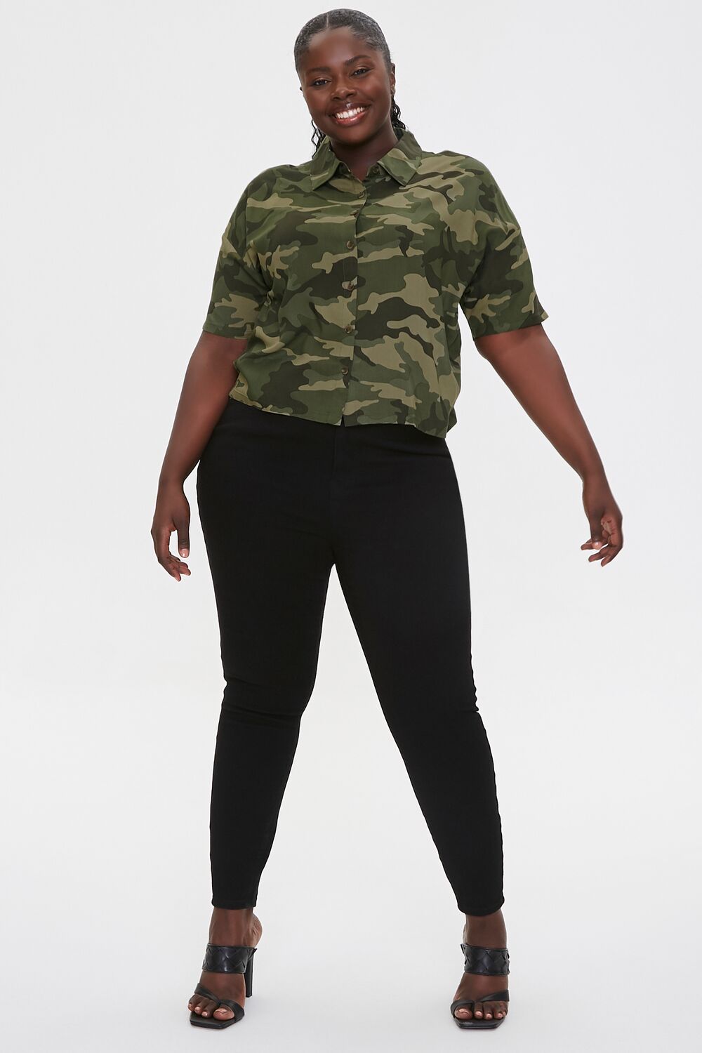 Plus Size Camo Print Shirt