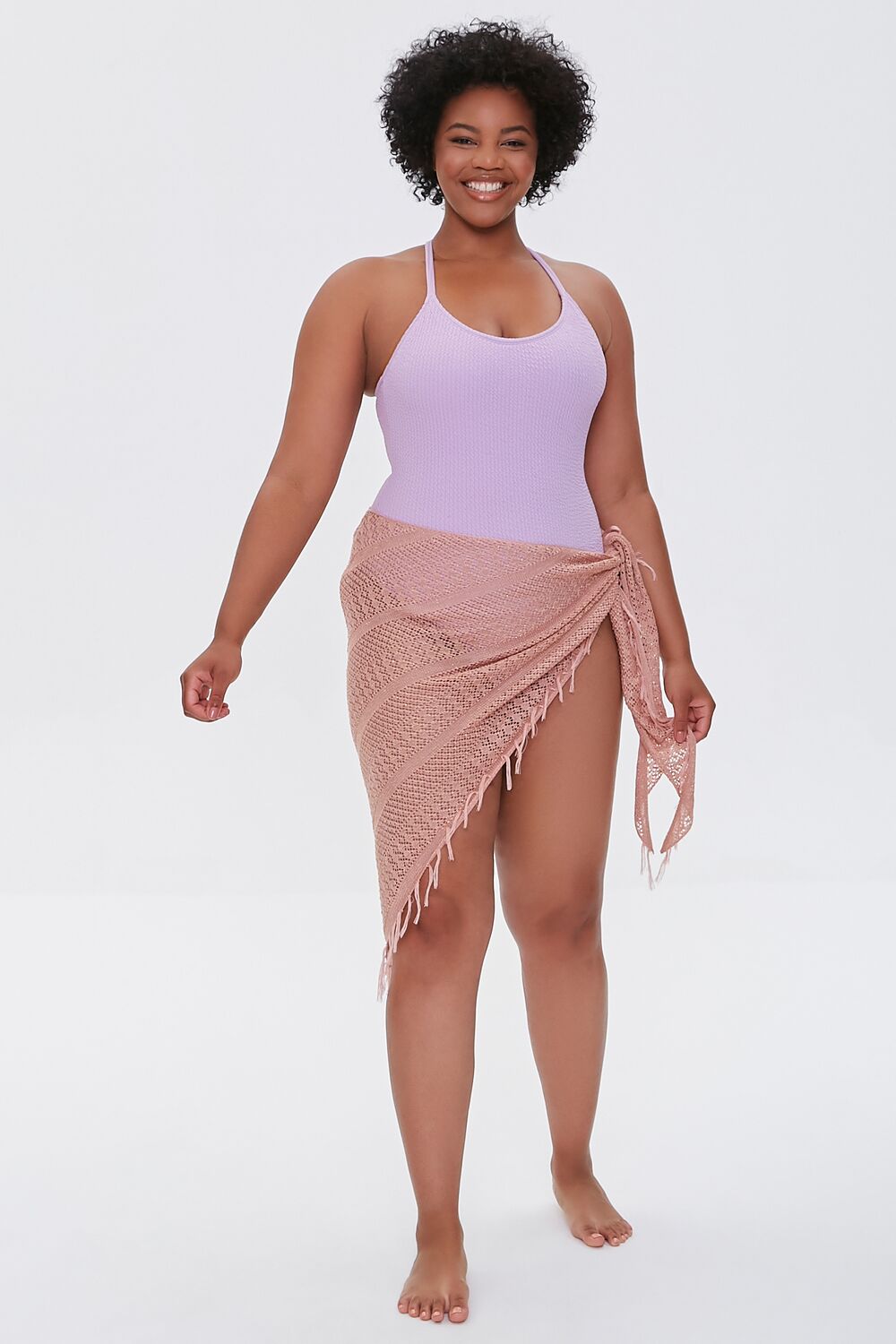 Plus Size Crochet Sarong Swim Cover-Up