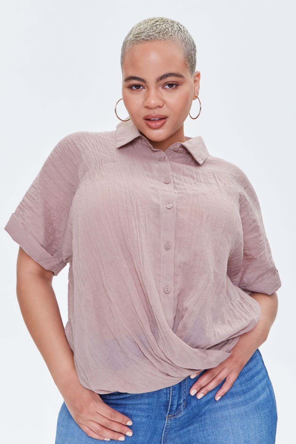 Plus Size Crossover Shirt
