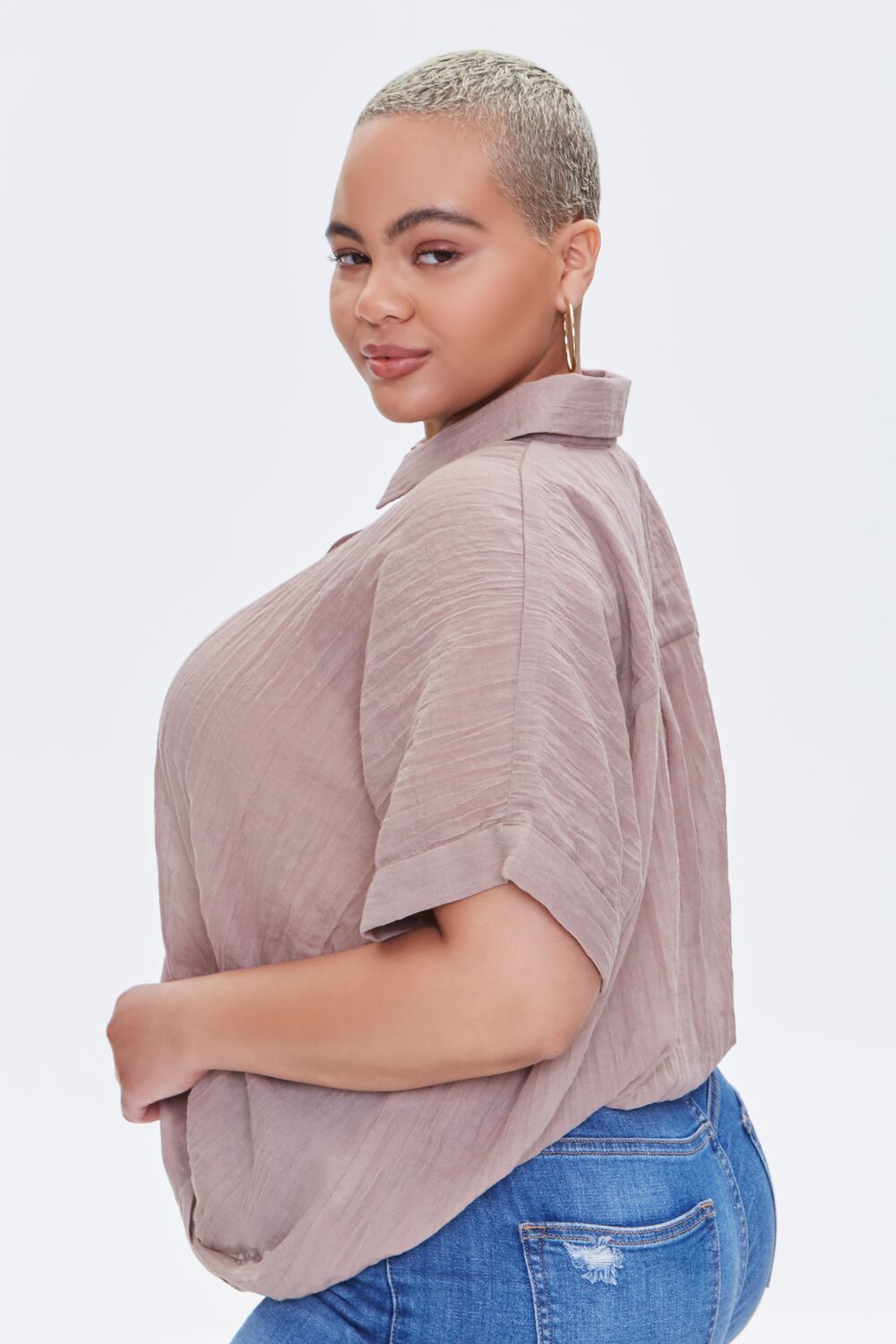 Plus Size Crossover Shirt