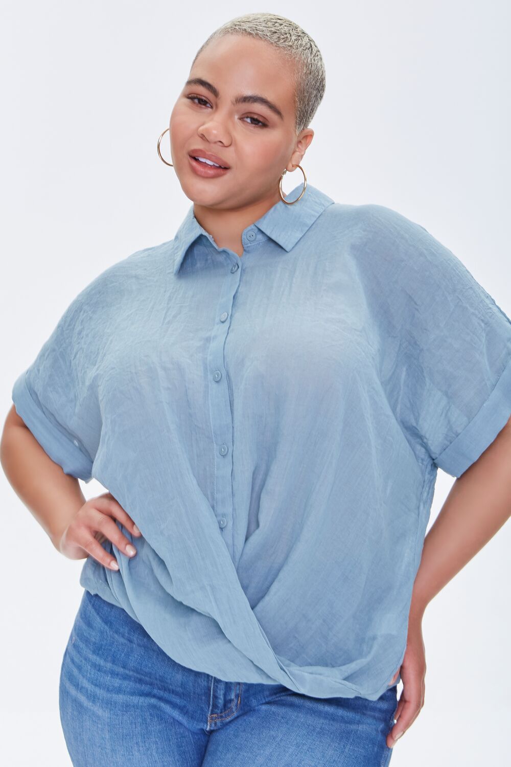 Plus Size Crossover Shirt